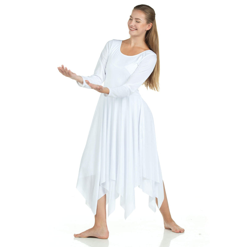 [AUSTRALIA] - Danzcue Womens Celebration of Spirit Long Sleeve Dance Dress Small-Medium White 