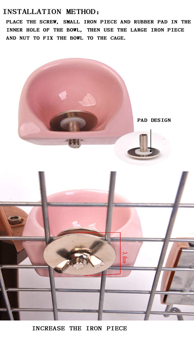 gutongyuan Small Animals Bowl, Detachable Cage Feeder Pet Ceramic Water & Food Feeder, Small Animal Supplies for Rabbit Parrot Squirrels Chinchilla Hamster Ferret White S - BeesActive Australia