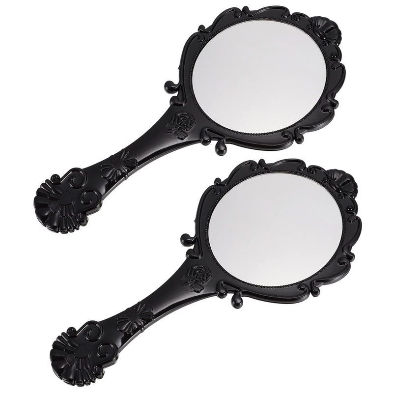 FRCOLOR Vintage Handheld Mirror, 2pcs Handheld Vanity Makeup Mirror Hand Held Decorative Mirrors for Travel Home - BeesActive Australia
