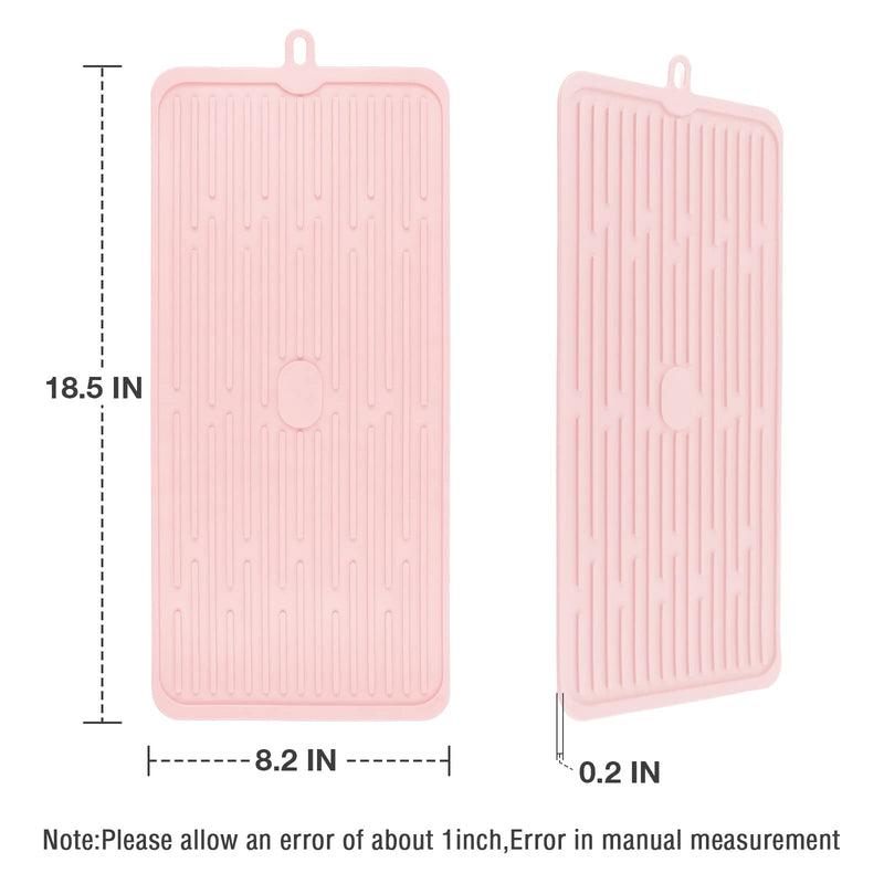 Dahaiwua Food Mat for Dog and Cat,Silicone with Lip Prevent Water and Food from Spilling,Mat for Portable and Foldable, Suitable for Medium and Small Pet 18.5" x 8.2" Pink - BeesActive Australia
