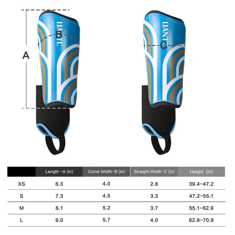 Uantc Shin Guards - Soccer Shin Guards Cushion Protection Reduce Shocks and Injuries - Calf Protective Gear Shin Guards for Kids/Adult - Shin Guards Soccer Youth for Boys/Girls Blue Medium - BeesActive Australia