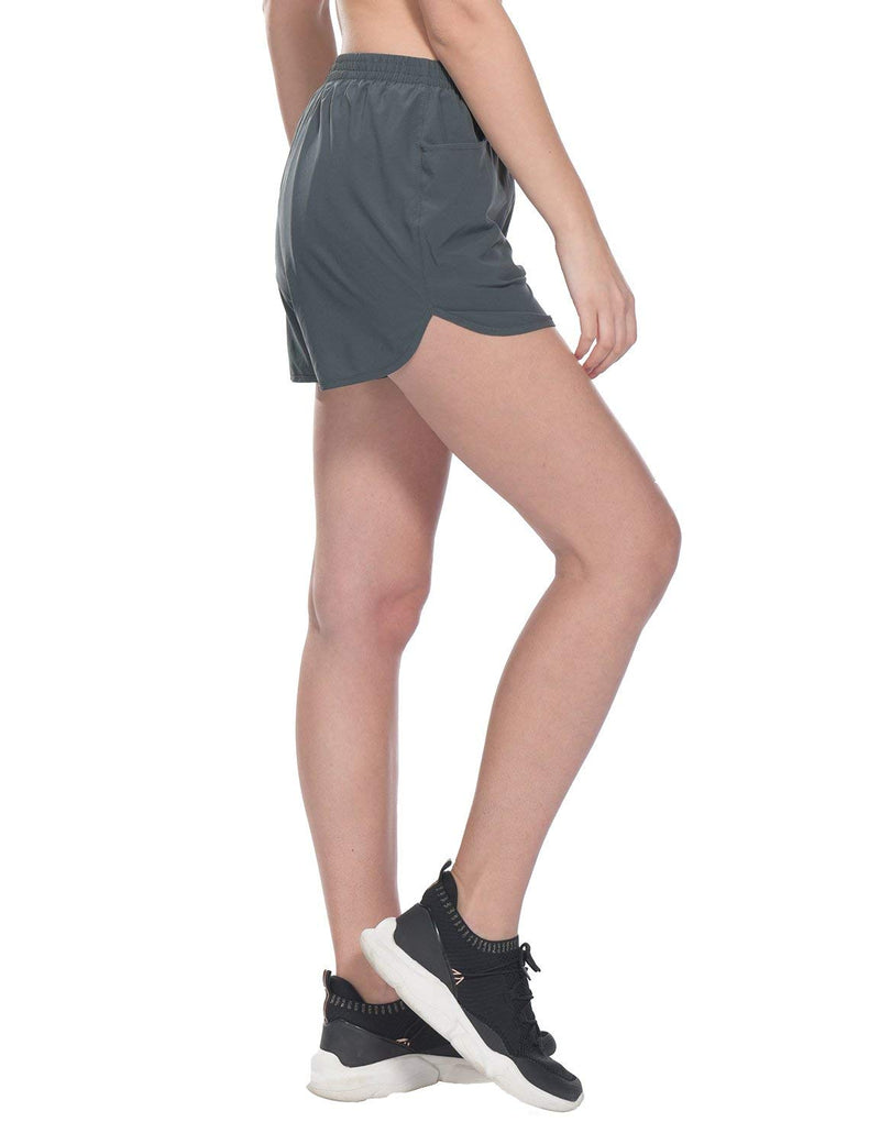 [AUSTRALIA] - BALEAF Women's 3" Running Shorts Gym Athletic Shorts Pockets Grey Small 