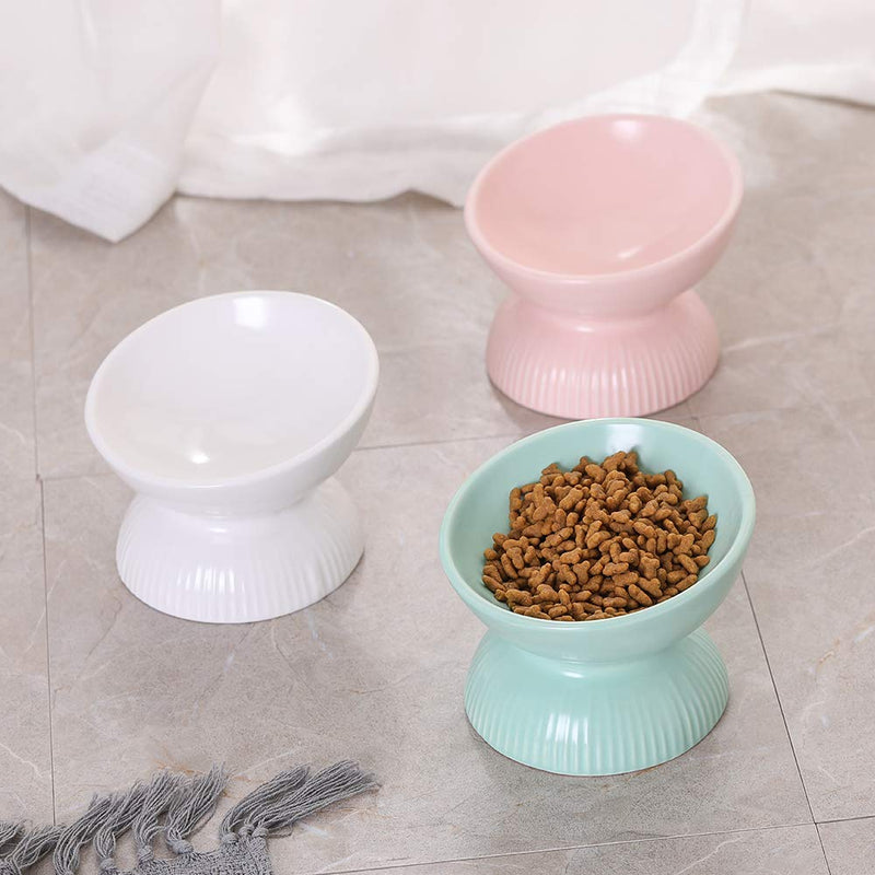 Small Cat Bowl,Raised Cat Food Bowls Anti Vomiting,Tilted Elevated Cat Bowl,Ceramic Pet Food Bowl for Flat-Faced Cats,Small Dogs,Protect Pet's Spine,Dishwasher Safe Small Pink - BeesActive Australia