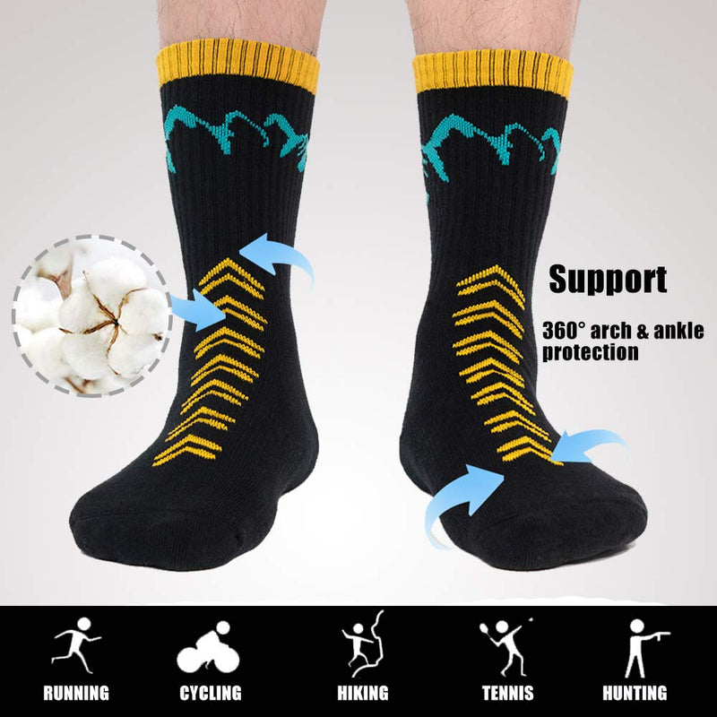 Time May Tell Mens Hiking Socks Moisture Wicking Cushion Crew Socks for Terkking,Outdoor Sports,Performance 2/4 Pack 9-12 Black,blue,brown - BeesActive Australia