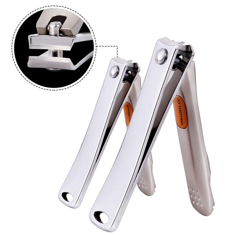 Nail Clippers for Thick Nails, 15mm Wide Jaw Opening Stainless Steel Fingernail and Toenail Clipper with Nail File Ultra Sharp Blade for Women, Men, Seniors, 3PCS Trimmer in Tin Case Soft Bag Packing - BeesActive Australia