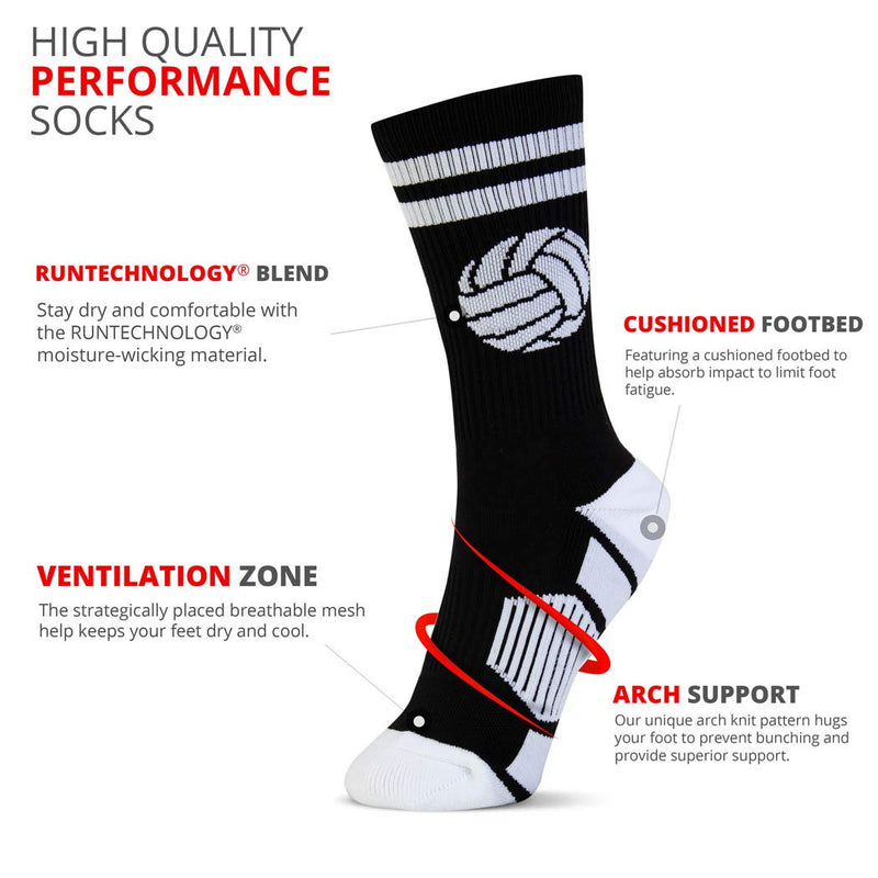 Volleyball Woven Mid-Calf Socks | Classic Ball | Multiple Colors Black & White - BeesActive Australia