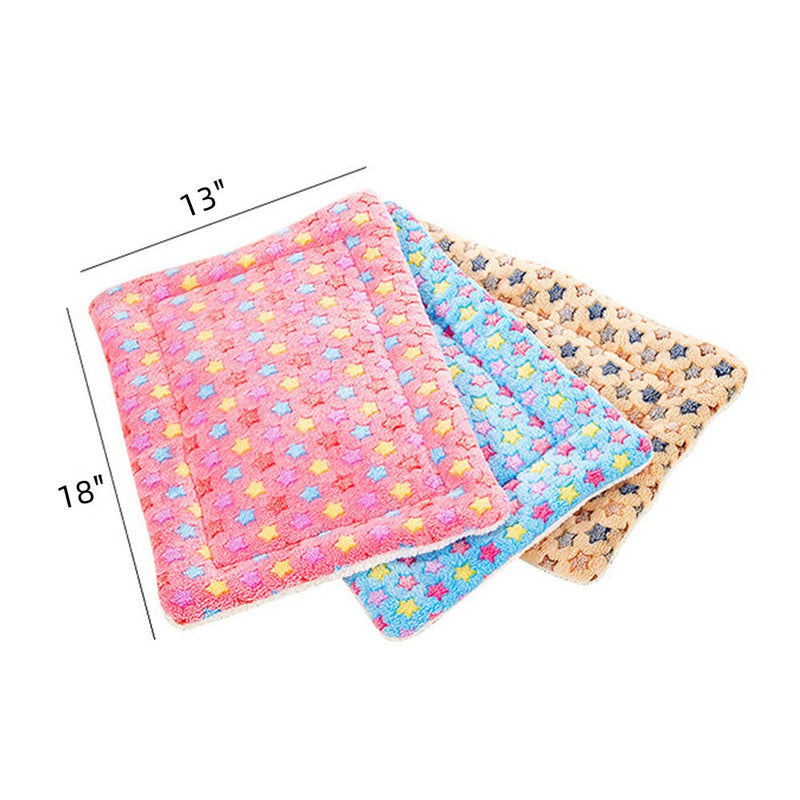 3Pcs Small Animal Bed Mat, Warm Bed Mat,Soft Plush Pad Mat,Small Animal Winter Sleep Bedding Mat for Rabbits,Hedgehogs,Cats,Ferrets Star 13''x18'' - BeesActive Australia