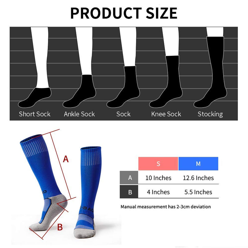 5 Pairs Kids Soccer Socks Boys Girls High Tube Long Knee Athletic Football Socks (4-18 Years) color mess Orange + Dark Green + Red + Purple + Blue Medium - BeesActive Australia