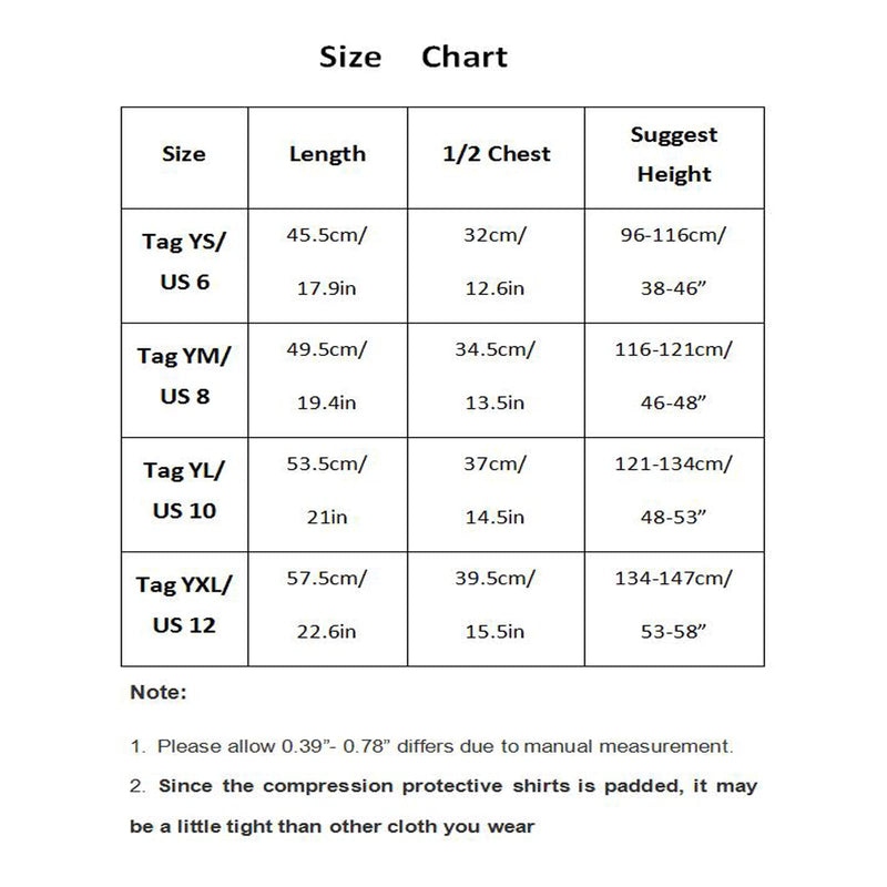 Topeter Kids Padded Football Shirt, Rib Protectors Youth Compression Shirt with Pads YL - BeesActive Australia