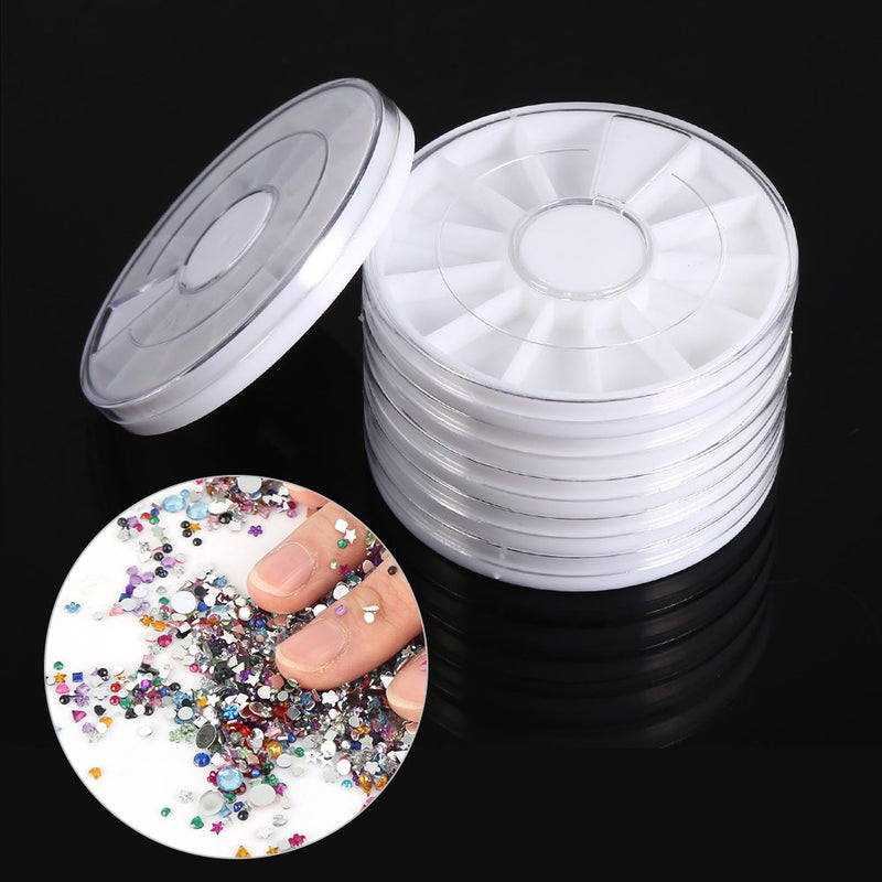 Pack of 6 Nail Art Rhinestone Wheel Box Bead Slice Decoration Storage Container Nail Tools - BeesActive Australia