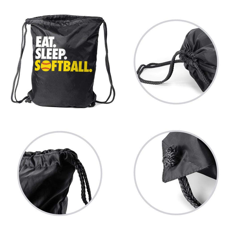 Softball Sport Pack Cinch Sack | Eat Sleep Softball Black - BeesActive Australia