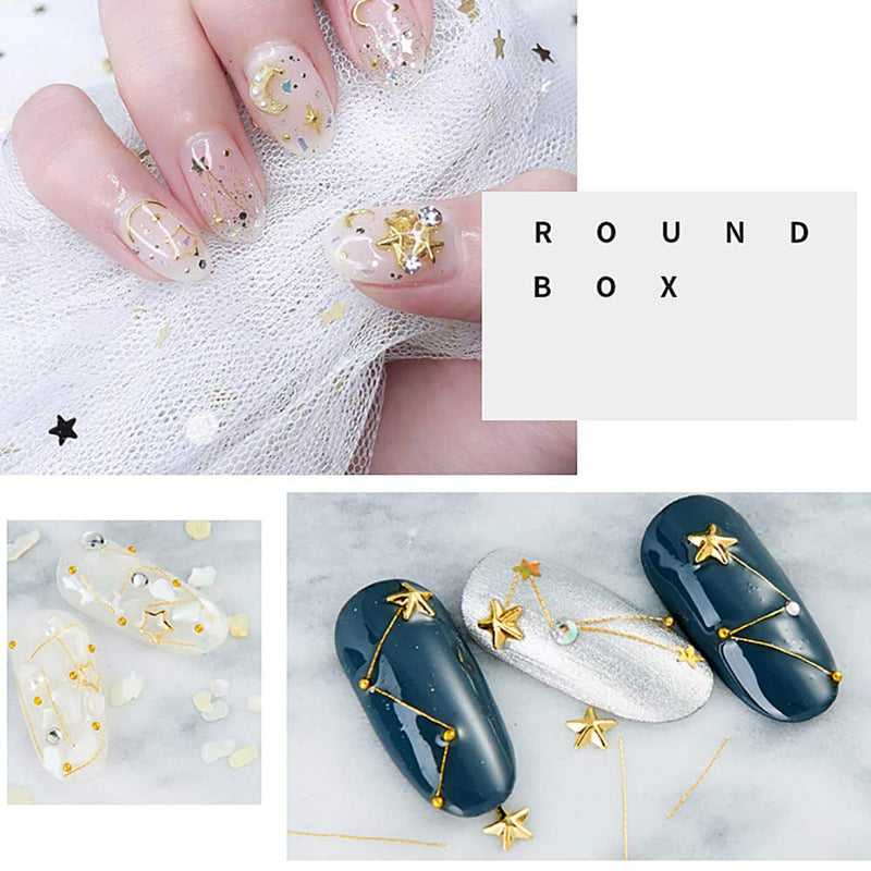 SILPECWEE 6 Boxes 3D Mix-shape Metal Nail Studs Big Gem Pearls Nail Art Rhinestone Nail Rivet Set Nail Jewels Decoration With 1Pc Tweezers And Picker Pencil NO1 - BeesActive Australia