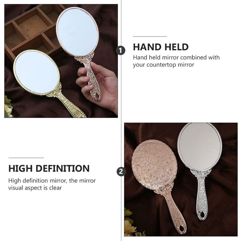 Minkissy Vintage Hand Held Mirror Oval Shape Glass Mirror Portable Cosmetic Mirror with Handle for Women (Rose Gold) - BeesActive Australia