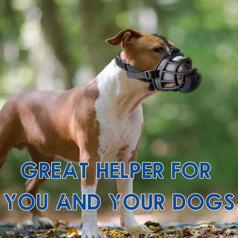Dog Muzzle with Slow Feeder for Positive Training, Anti Biting Chewing Scavenging Wound Licking, Humane Soft Basket Muzzle for Small Medium Large Dogs, Allow Panting, Easy to Accept Black L-(Snout 10"-12") - BeesActive Australia