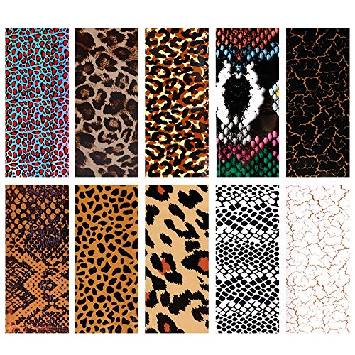 CHANGAR Animal Skin Nail Art Foil Transfer Decals Serpentine Leopard Print Tiger Snake Skin Pattern Fish Scale Nail Foil Adhesive Stickers Starry Manicure Transfer Tips Nail Art DIY Decoration Kit - BeesActive Australia