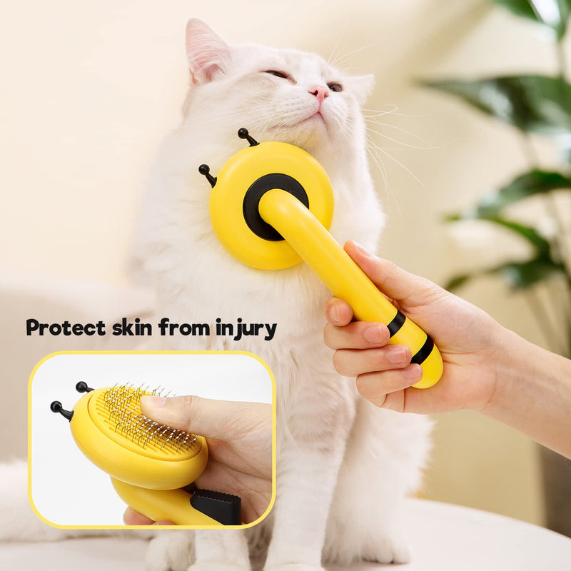 YNNICO Cat Grooming Brush, Slicker Brush for Dogs and Cats Shedding & Grooming, Self Cleaning Pet Brush Yellow - BeesActive Australia