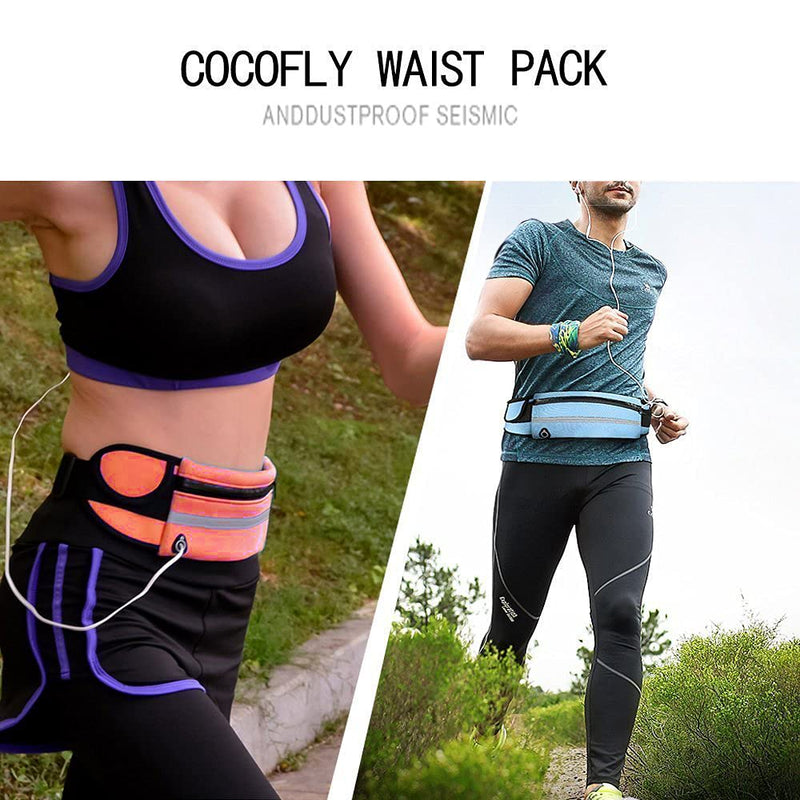 LuckyZhe Reflective Running Belt with Water Bottle Holder for Women Men, Waist Pack Bag for Fitness, Workout, Walking, Running, Hiking,Cycling, Travelling (Orange) Orange - BeesActive Australia
