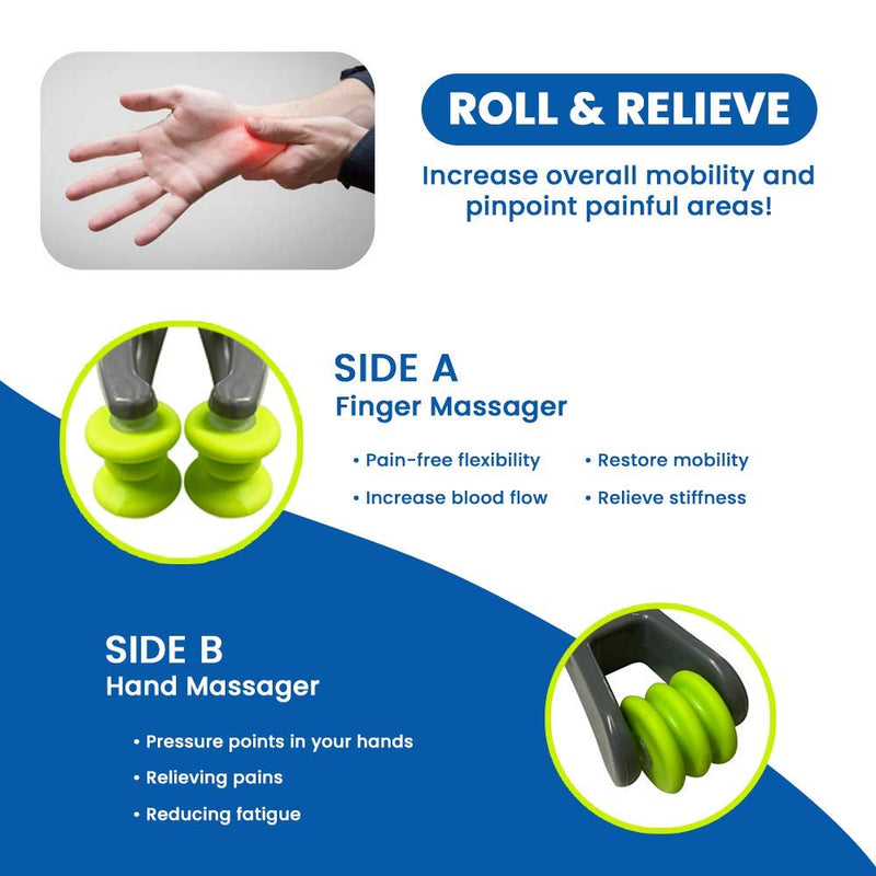 ResultSport 2-in-1 Finger & Hand Massager Roller � Non-Slip Grip Trigger Point Tool with 2 Massage Options for Blood Circulation, Stress Relief, Stiffness, Tingling, Arthritis/Carpal Tunnel Pain - BeesActive Australia