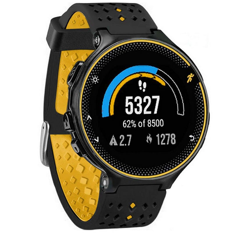 ZSZCXD Soft Silicone Replacement Watch Band for Garmin Forerunner 230/235 / 220/620 / 630/735 Smart Watch 02 Black & Yellow - BeesActive Australia