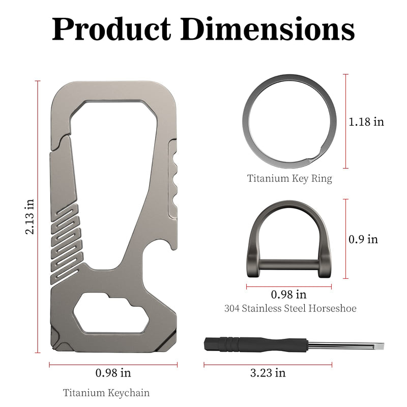Toovem Titanium Keychain, Heavy Duty Multifunctional EDC Carabiner Key Chain with Bottle Opener, Car Fob Key Clip Holder with Anti-Lost D Ring & 2 Key Rings Gift for Men Women - BeesActive Australia