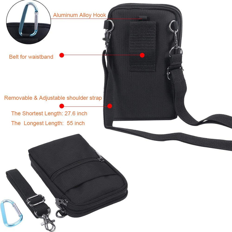 [AUSTRALIA] - Crossbody Cell Phone Bags w/RFID Blocking-Casual Water Resistant nylon fanny pack/waist phone purse pouch fits ,iphone 11,iPhone 6/6S,6Plus/6S Plus, iphone X/XS, Note 5,Note 4,Galaxy S7,S7 Edge (black) black 