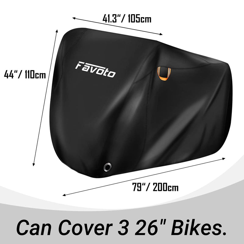 Favoto Bike Cover Waterproof Outdoor Bicycle Cover for 2-3 Bikes UV Snow Wind Proof with Anti-theft Lock Hole Reflective Straps Storage Bag for Mountain Road Electric City Bike 79x41.3x44 Inch Black - BeesActive Australia