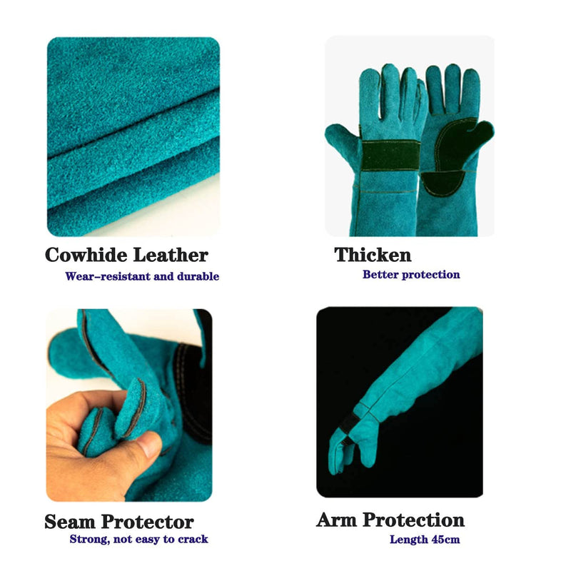 Animal Handling Glove Anti Scratch Protective Gloves for Training Dogs Cat Bird Snake Parrot Lizard Wild Animals Reptiles - Bite Resistant Gloves (Blue) - BeesActive Australia