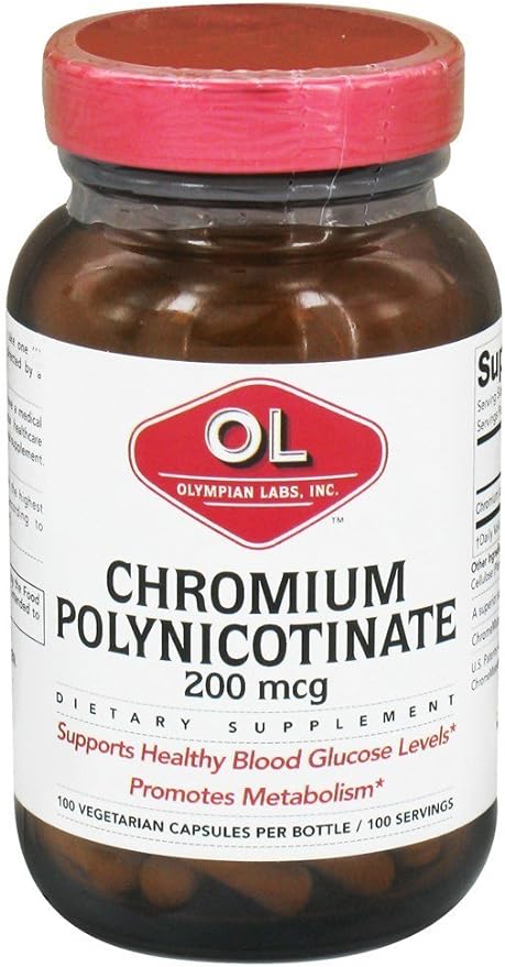 Olympian Labs Chromium Polynicotinate 200 mcg 100 Vegetarian Capsules - BeesActive Australia