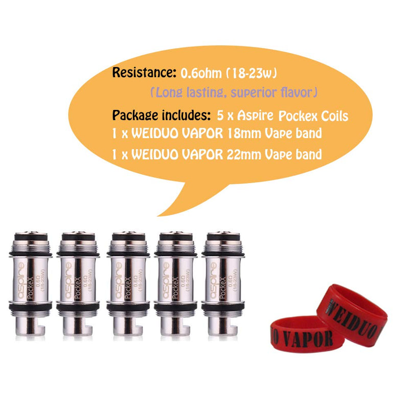 Aspire PockeX Coils 0.6 ohm Replacement Atomizer for Aspire Pocke X Tank PockeX AIO Kit Pack of 5 - BeesActive Australia