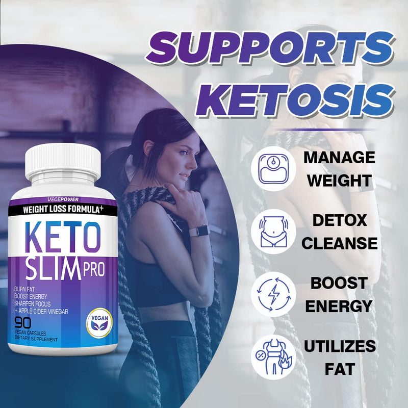 VEGEPOWER Keto Fast Diet Pills- Ketone Slim Pro 180 Capsules-Apple Cider Vinegar,Exogenous BHB Salt Supplement for Ketogenic Diet-Utilize Fat for Energy/Focus,Weight Management, Manage Cravings - BeesActive Australia