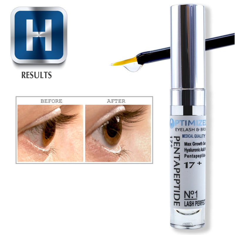 OPTIMIZED Eyelash and Eyebrow Growth Serum with Medical Strength Pentapeptide 17 & Hyaluronic Acid Max for Thicker, Darker, Longer Lashes & Brows in 60 Days 0.14 Fl Oz (Pack of 1) - BeesActive Australia