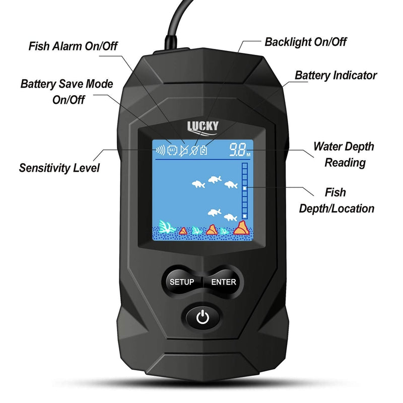 LUCKY Portable Fish Finders Wired Transducer Kayak Fish Finder Kit Portable Depth Finder LCD Display for Kayak Boat Ice Fishing - BeesActive Australia