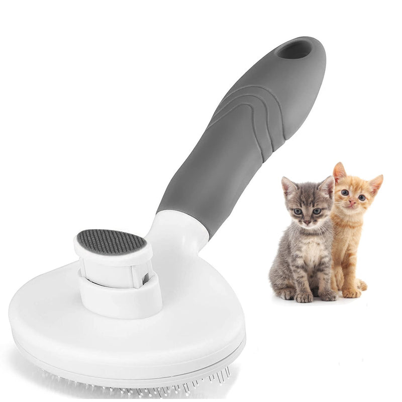 Cat Grooming Brush, Self Cleaning Slicker Brushes for Dogs Cats Pet Grooming Brush Tool Gently Removes Loose Undercoat, Mats Tangled Hair Slicker Brush for Pet Massage-Self Cleaning (Gray) - BeesActive Australia