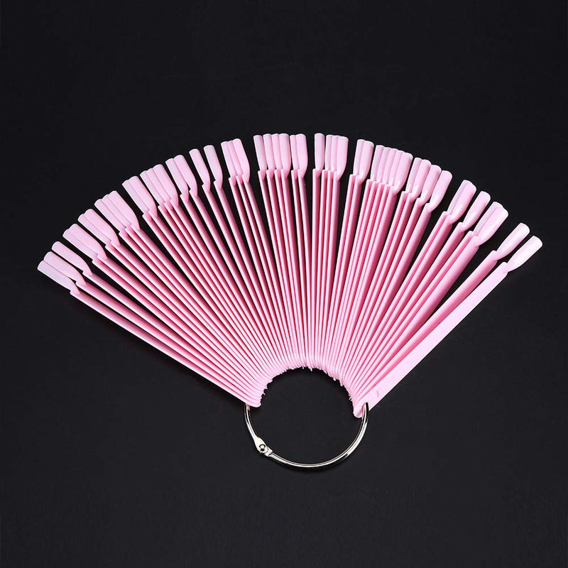 Nail Display Stick, 50Pcs/Bag Fan False Nail Tip Stick Plate Manicure Polish Gel Display Practice Tool Pink - BeesActive Australia