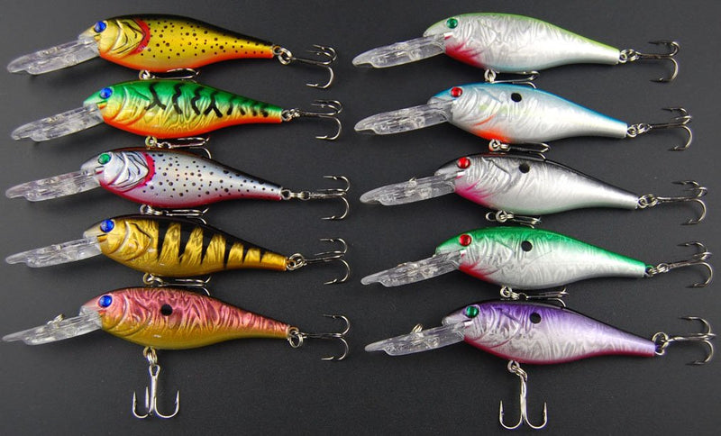 Salwater Fishing Lures Hard Baits Set, 3D Eyes Minnow Crankbaits Swimbaits Topwater Fishing Lures Kit for Bass Trout Walleye 10pcs - BeesActive Australia