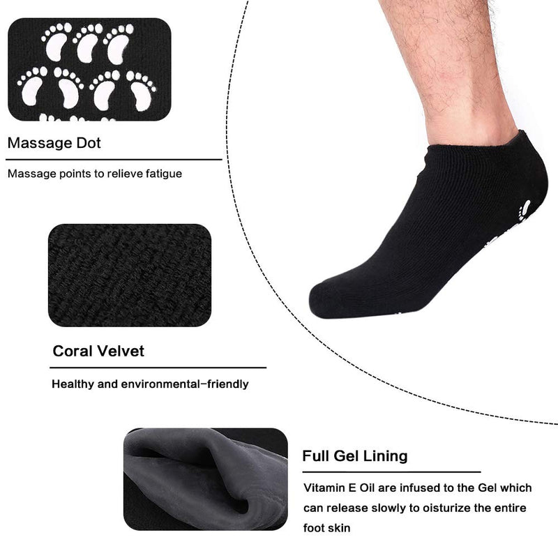 Large Men’s Moisturizing Gel Socks 2 Pairs Moisturize Soften Cracked Hard Dry Skin Repair Feet Heel Pedicure Personal Care All Day Night for US Men 10-15 - BeesActive Australia