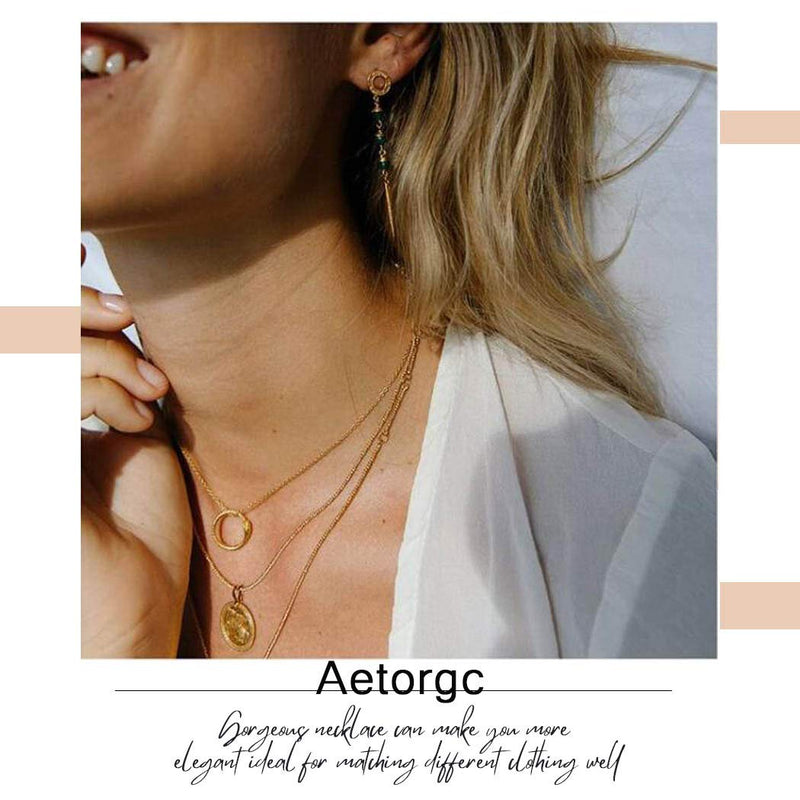 Aetorgc Boho Layered Necklace Real Leaves and Feather Pendant Necklaces Jewelry for Women and Girls (Gold) Gold - BeesActive Australia