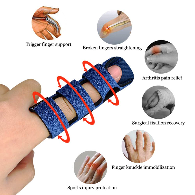 Upgraded Finger Splints (4Pcs), Trigger Finger Splint Finger Brace with 3 Fixing Strap for Mallet Finger, Broken Finger Protector, Knuckle Immobilization, Straightening Support, Arthritis Pain Relief - BeesActive Australia