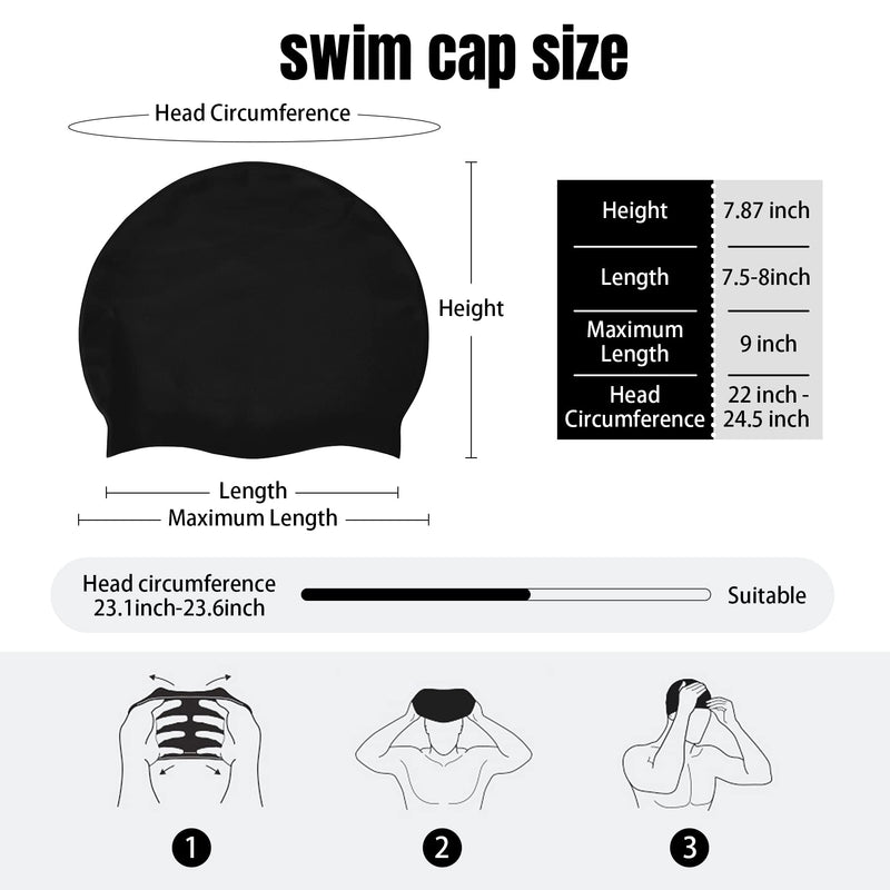Zando Adult Silicone Swim Cap for Men Waterproof Swim Caps for Women Swimming Long Hair Non Slip Swimming Caps White - BeesActive Australia