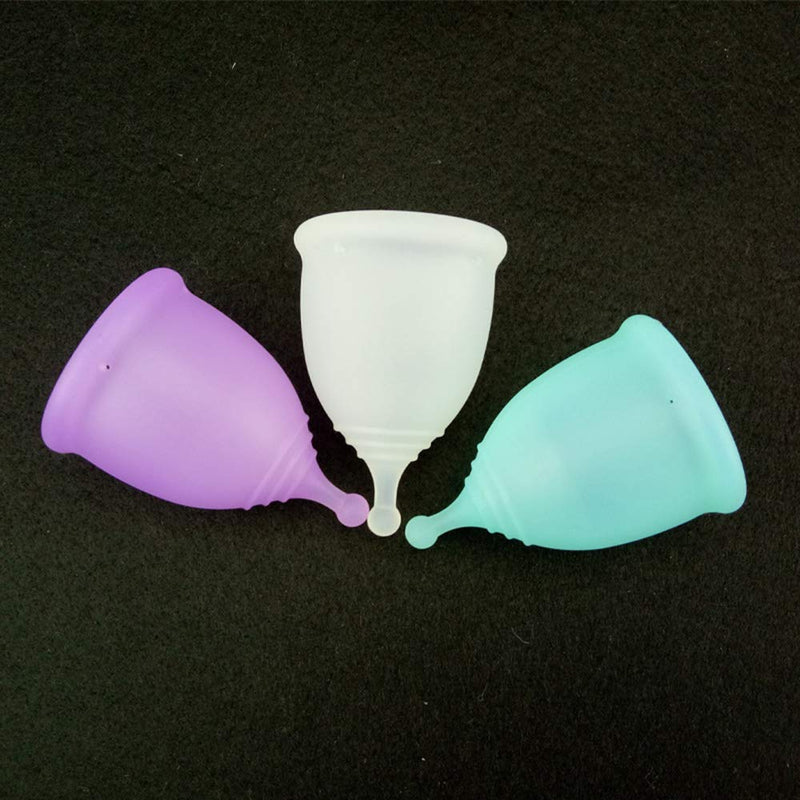Menstrual Cup-Reusable Menstrual Cycle Cup Feminine Tampon Substitute, Menstrual Silicone Soft Cup, Free Cleaning Brush (Blue, S) Blue - BeesActive Australia