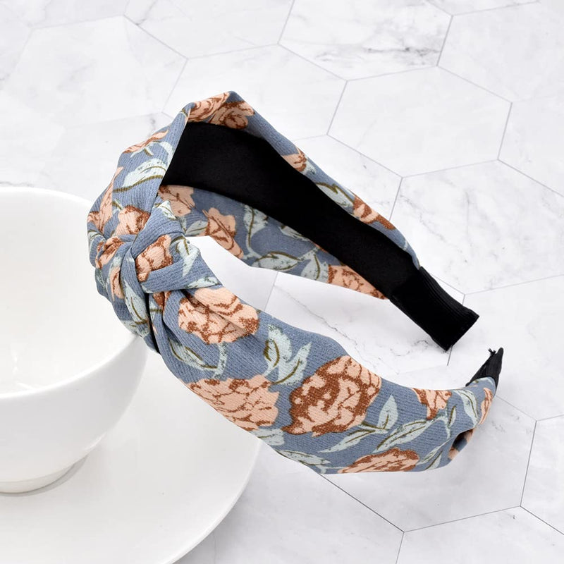 pattern Headbands for Women, 4 Packs Mixed Fabric Hair Band, Knot Hairbands Hair Accessories (ArchBigRose4) ArchBigRose4 - BeesActive Australia