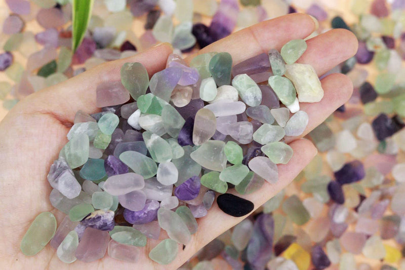1lb Fluorite Aquarium Gravel Rocks Natural Tumbled Healing Crystal Chips Bulk Gemstones Crushed Stones for Fountain Vase Filler Planters Decorative Fish Tank Potted Reiki Energy Balancing 1-fluorite - BeesActive Australia