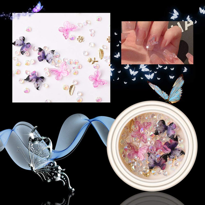 3D Butterfly Nail Art Decals Nail Crystals Rhinestones Butterfly Nail Charms Accessories Acrylic Nails Supply Design DIY Nail Art Rhinestones Gems Manicure Nail Art Supplies (4 Boxes) - BeesActive Australia