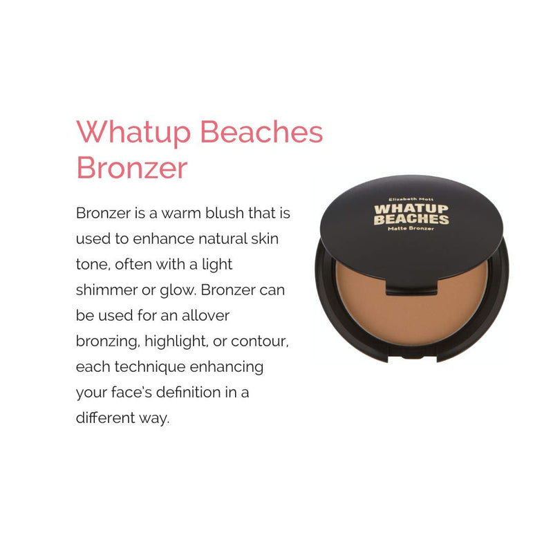 Vegan and Cruelty-Free - Fine, Lightweight Bronzer Powder for Face: Elizabeth Mott Whatup Beaches Facial Bronzing Powder for Contouring and Sun Kissed Coverage - Matte (10g) Matte Bronzer - BeesActive Australia