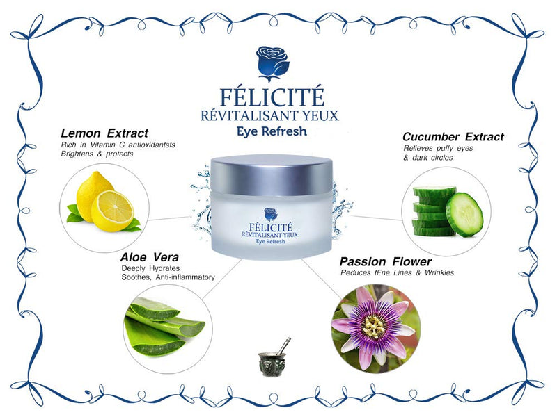 Félicité Natural Anti Aging Eye Cream: Under Eye Treatment for Dark Circles, Puffiness, and Eye Bags ~ Reduces Fine Lines & Wrinkles ~ Soothes, Hydrates, and Revitalizes - BeesActive Australia