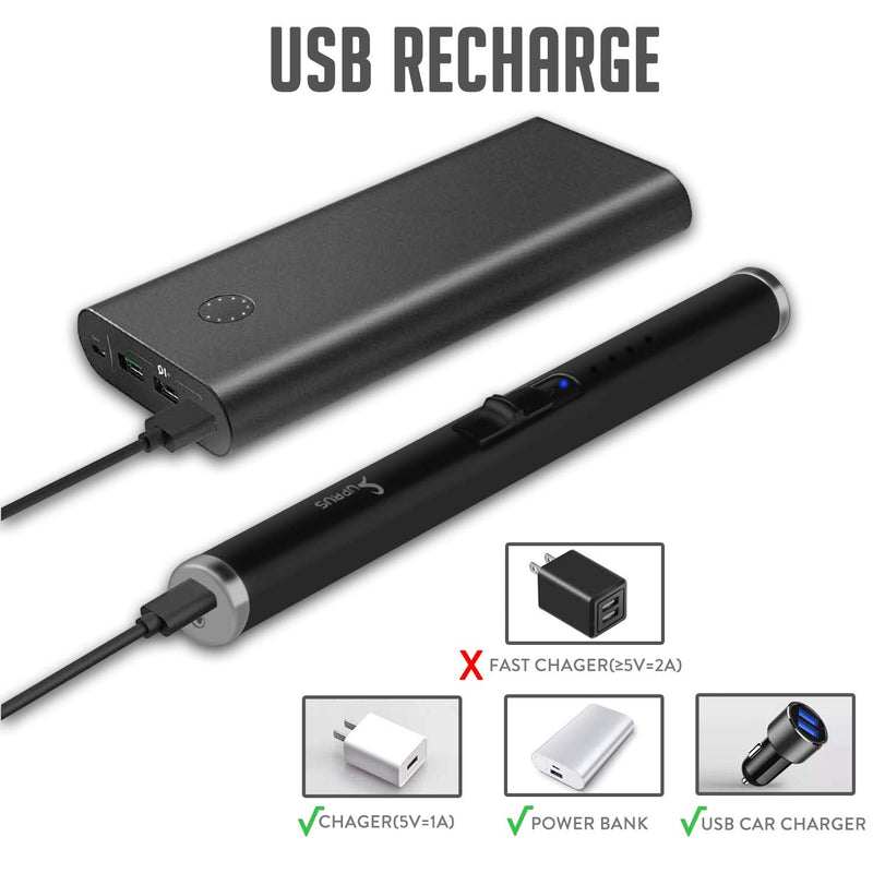 SUPRUS Lighter Electric Lighter Candle Lighter USB Lighter with Upgraded LED Battery Display Safety Switch Rechargeable Flameless Plasma Windproof Pocket Size for Candle Cooking BBQs Fireworks Black pack of 1 - BeesActive Australia