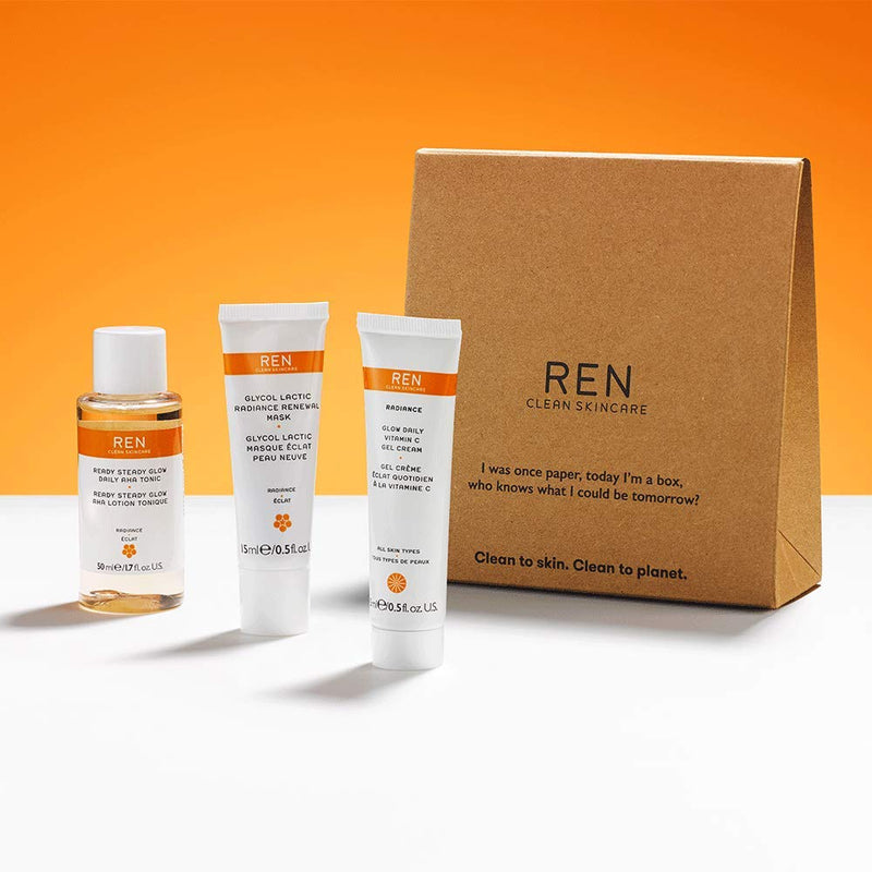 REN Clean Skincare Glow on the Go Travel 3-Piece Kit ($40 Value) Includes Travel-Size Ready Steady Glow Tonic, Glow Daily Vitamin C Gel Cream & Glycol Lactic Radiance Renewal Mask - BeesActive Australia