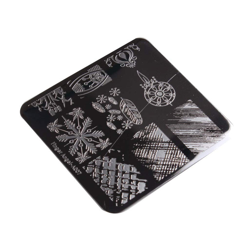 Finger Angel 12Pcs Nail Stamp Plates set 10 plate 1Stamper 1Scraper Nails Art Stamping Plate Scraper Stamper Set Leaves Flowers Lace Design Nail plate Template Image Plate A1-10 - BeesActive Australia