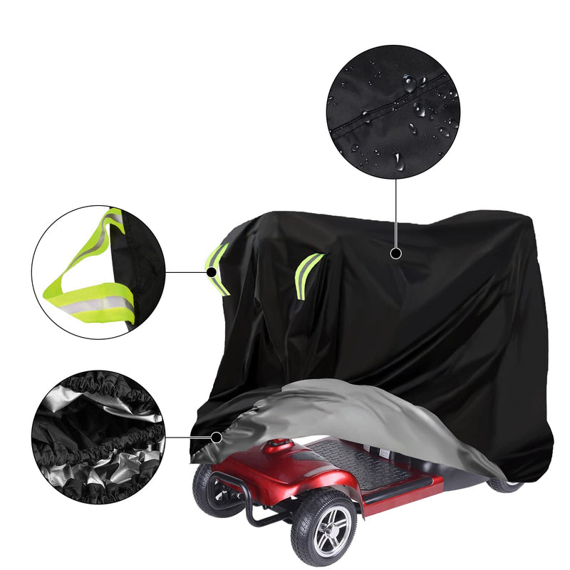 MaxAwe 140x 66x 91cm Mobility Scooter Cover Waterproof Heavy Duty, 420D Wheelchair Scooter Storage Protective Cover Outdoor, Disability Scooter with Elastic Band Protect from Snow Rain Sun Dust, 1 Stk 140 - BeesActive Australia