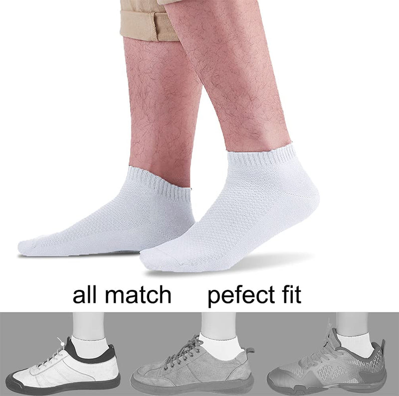 100% Cotton Ankle Socks for Men,Mens Running Socks Low Cut (Size 6-9,7 Pairs) White - BeesActive Australia